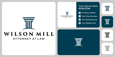 Letter W M monogram law logo design with business card template.