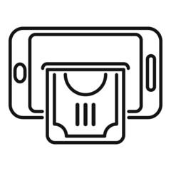 Poster - Online cash icon outline vector. Phone money