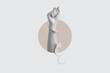 Digital collage modern art. Freedom hand raised with unchain handcuff