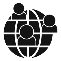 Sticker - global discussion icon simple vector. people talk