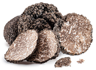 Wall Mural - Black winter truffles on white background. The most famous of the truffles.