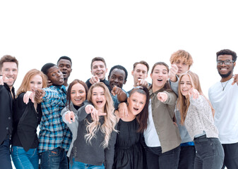 Wall Mural - full length . group of happy young people pointing at you