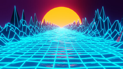 3D Retro Sunset
