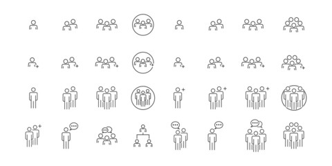 Wall Mural - People Icons Line Work Group Team Business Vector