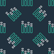 © vector_v - Line Music equalizer icon isolated seamless pattern on black background. Sound wave. Audio digital equalizer technology, console panel, pulse musical. Vector