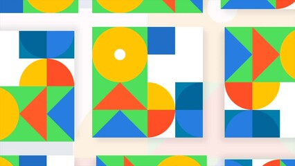 Sticker - abstraction. motion.blue and green geometric shapes alternate their colors