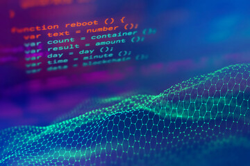Wall Mural - abstract programming illustration. cloud technology data security concept. binary code internet tech