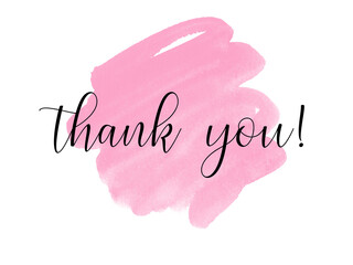 Wall Mural - Thank You Card. Hand Written Lettering for Title, Heading, Photo Overlay, Wedding Invitation, Thank You Message.