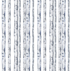 Seamless pattern of a birch tree.Deciduous tree.Watercolor hand drawn illustration.White background.