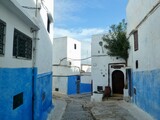 Fototapeta Uliczki - Medina in Sale, neighboring city to Rabat, noted for its blue buildings. Morocco.