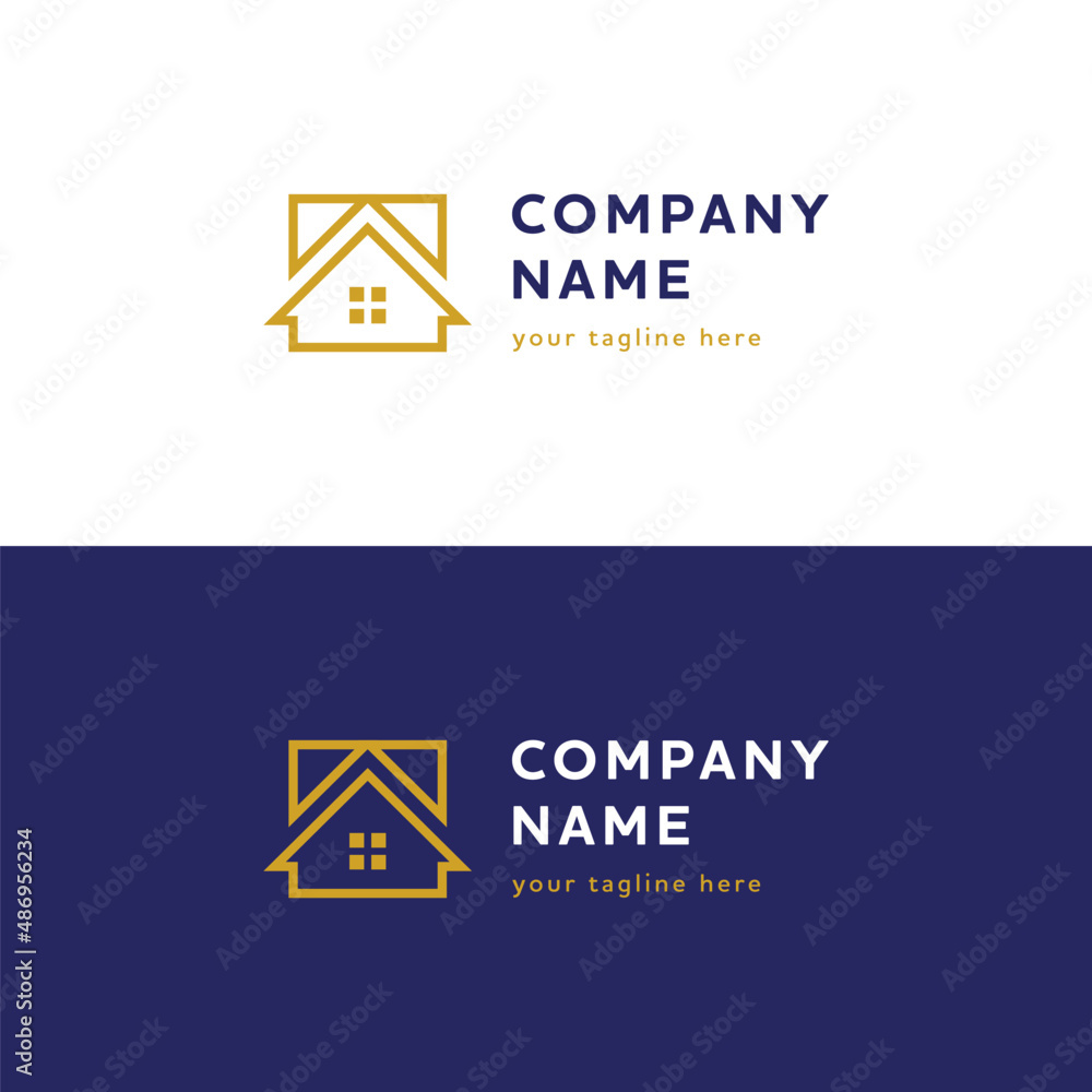 Real estate logo with a square line house icon. Stock Vector | Adobe Stock