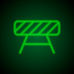 Barrier simple icon. Flat desing. Green neon on black background with green light.ai