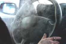 Smoke From The Engine Or Cigarettes Inside The Car. Bad Vehicle Cab Filter. Exhaust Gases Inside The Vehicle.