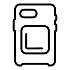 Sticker - Hand phone case icon outline vector. Smartphone cover. Glass device