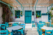 Greek restaurant. Cyclades Islands, Greece 