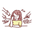 © bebe   - 残業する男女のイラスト(仕事、ビジネス、資料作成、会議、疲れ、忙しい、イライラ、失敗、多忙) Illustrations of men working overtime . work, business, materials preparation, meetings, fatigue, busyness, irritation