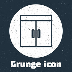 Grunge line Wardrobe icon isolated on grey background. Monochrome vintage drawing. Vector