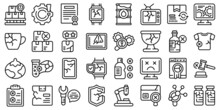 Defective Product Icons Set Outline Vector. Container Defect. Analysis Certification