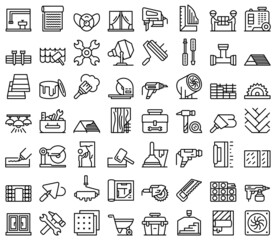 Sticker - DIY repair icons set outline vector. Worker repair. Construction house