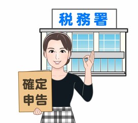 Sticker - 確定申告書類を税務署に提出する女性