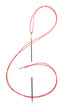 Shape of treble clef made with sewing needle and red thread isolated on white, top view
