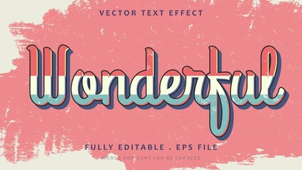 Dirty Old Retro Style Word Wonderful Fully Editable Text Effect Design Template