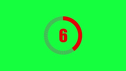 Green screen  video countdown counter with rounded corners from 10 to 0.