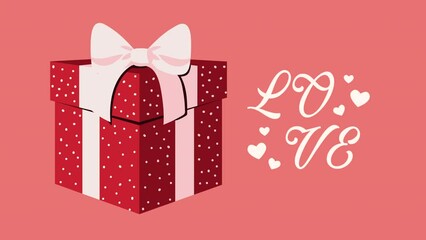 Sticker - love word lettering with gift animation