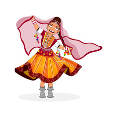 Canvas Print - Rajasthani Young Girl Giving Performance In Traditional Dress.