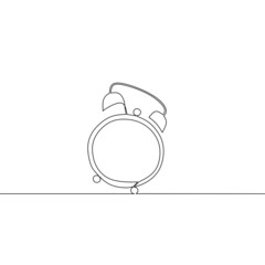 Wall Mural - Continuous line drawing of alarm clock, time is money, object one line, single line art, vector illustration