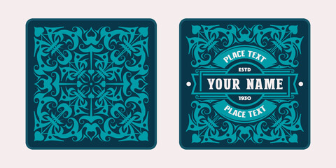 Sticker - Template decorative label, coaster and tag for alcohol drink