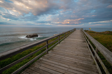 Wall Mural - wooden observation deck on an ocean cliff