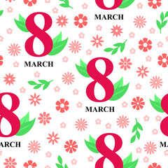 Sticker - 8 March pattern seamless with flowers