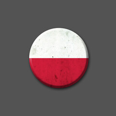 Wall Mural - Poland flag. Round badge. Isolated on a gray background. 3D illustration. Signs and Symbols.