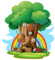 Canvas Print - Isolated fantasy tree house on white background