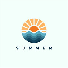 Summer Beach Logo Design Illustration For Your Business