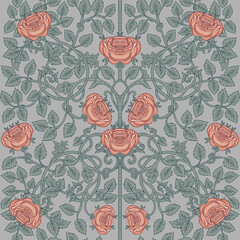 Sticker - Floral vintage seamless pattern for retro wallpapers. Enchanted Vintage Flowers. Arts and Crafts movement inspired. Design for wrapping paper, wallpaper, fabrics and fashion clothes.