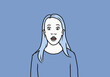 © fStop - Portrait surprised woman with mouth open on blue background