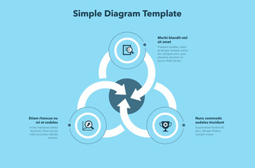 Poster - Simple business diagram with three steps – blue version. Easy to use for your design or presentation.