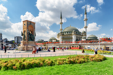 Wall Mural - The Taksim Mosque and the Republic Monument, Istanbul, Turkey