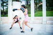 © luisrojasstock - street boxing match between two young Caucasian women