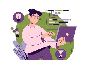 Wall Mural - programmer with new innovative idea for improvement of software. vector development of websites and 