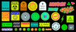 © t1m0n344 - Cool Rave On Stickers Vector Set. Trendy Acid Smile Patches.