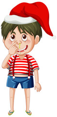 Poster - Cute boy in Christmas costume cartoon character