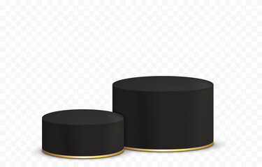 Vector black podium png. Black pedestal on an isolated transparent background. Podium for advertising, podium for products. PNG.