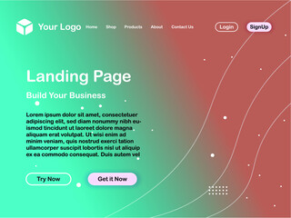 Wall Mural - Landing Page Website Vector Template, Responsive UI Design Landing Web Page Illustration business website design