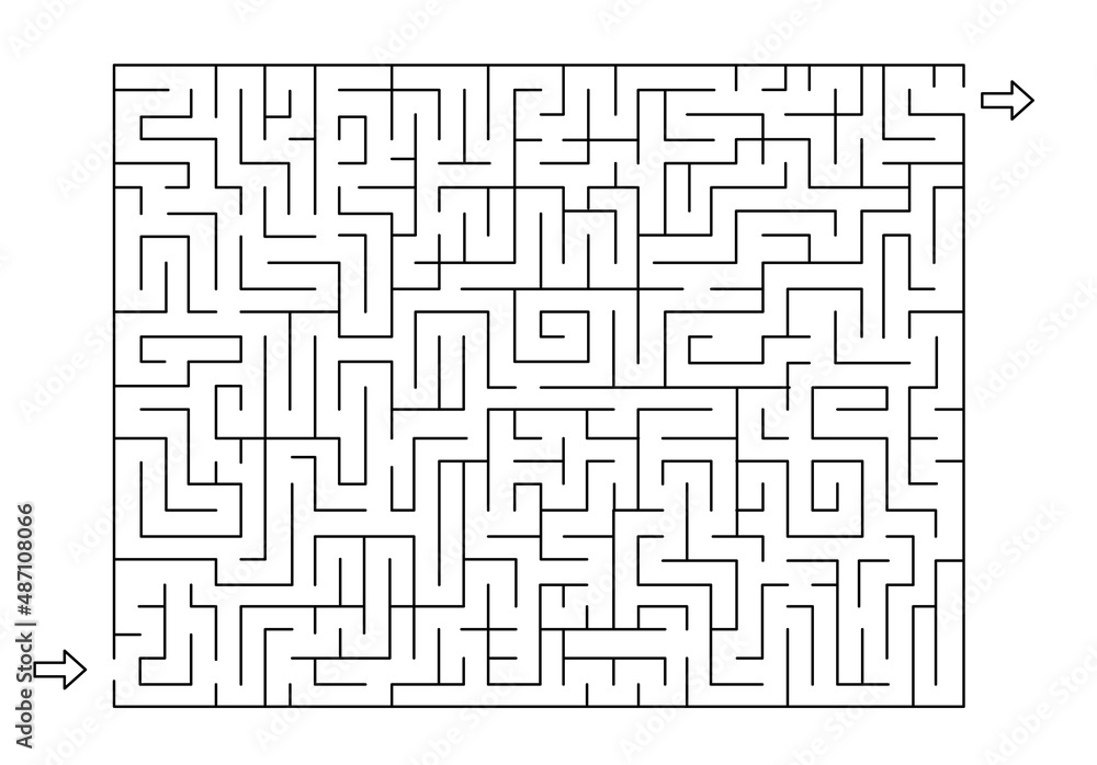 Labirent Game Rectangle labyrinth with entry and exit. Line maze game. Hard -Medium ...