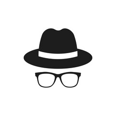 Poster - Fedora hat and glasses icon. Vector. Flat design.