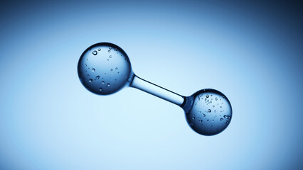 Transparent Molecule with bubbles on blue background