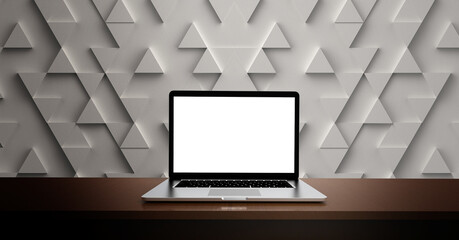 Wall Mural - Modern laptop  isolated on white background. 3D Illustration.